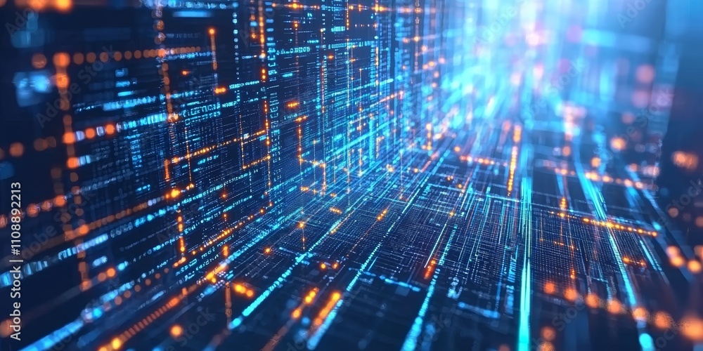 Obraz premium Digital network with glowing nodes and lines