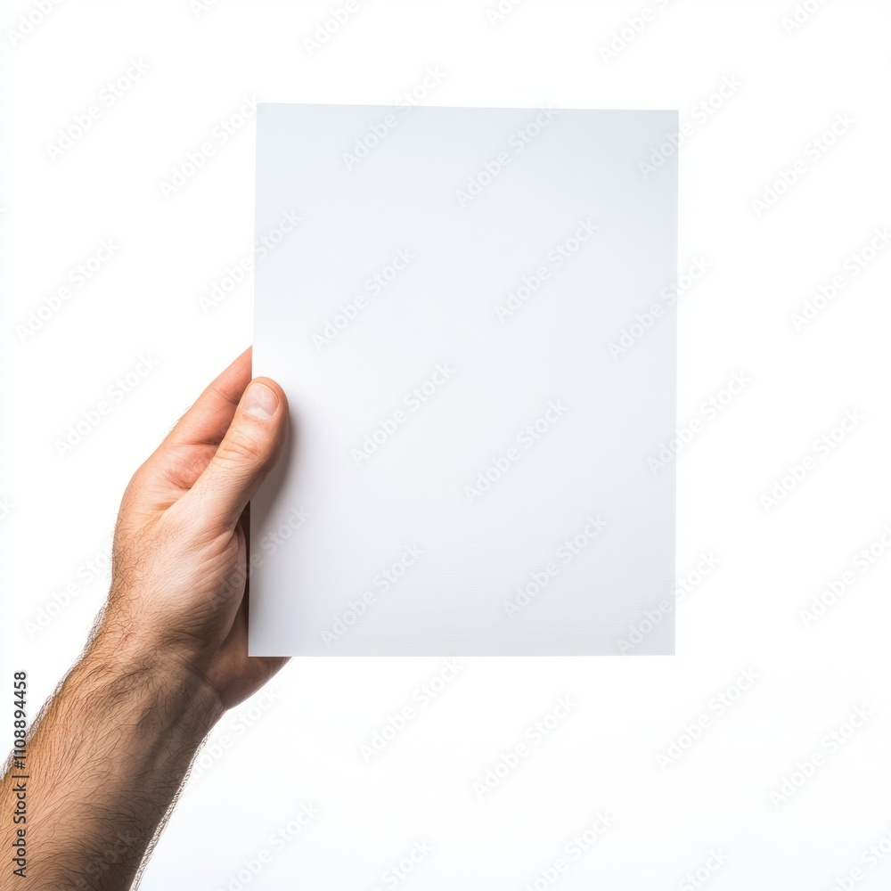 Man hand show white blank paper Isolated on White Background Generative AI Man hand show white blank paper Isolated on White Background Generative AI