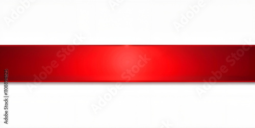 Minimalist red Christmas ribbon on white background