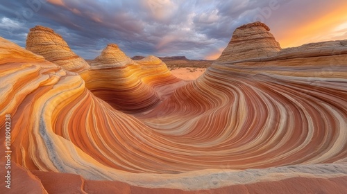 Arizona Wave Rock Formation Sunset Dramatic Sky photo