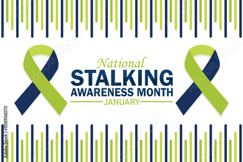 National Stalking Awareness Month January wallpaper with shapes and typography, banner, card, poster, template. National Stalking Awareness Month january, Modern background