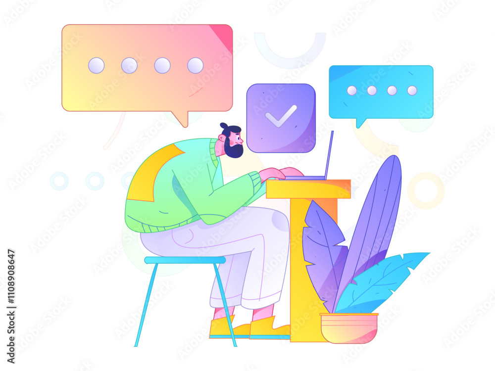 Fototapeta premium Communicate with consultants flat vector character concept operation hand drawn illustration 
