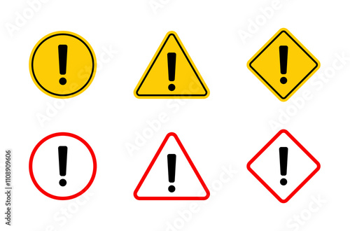 Free Download Alert warning sign icon set in flat design. Attention, danger symbol - GFXLoad
