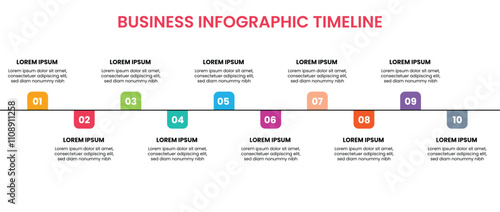 Business concept with 10 options, steps or processes. timeline infographic template design.