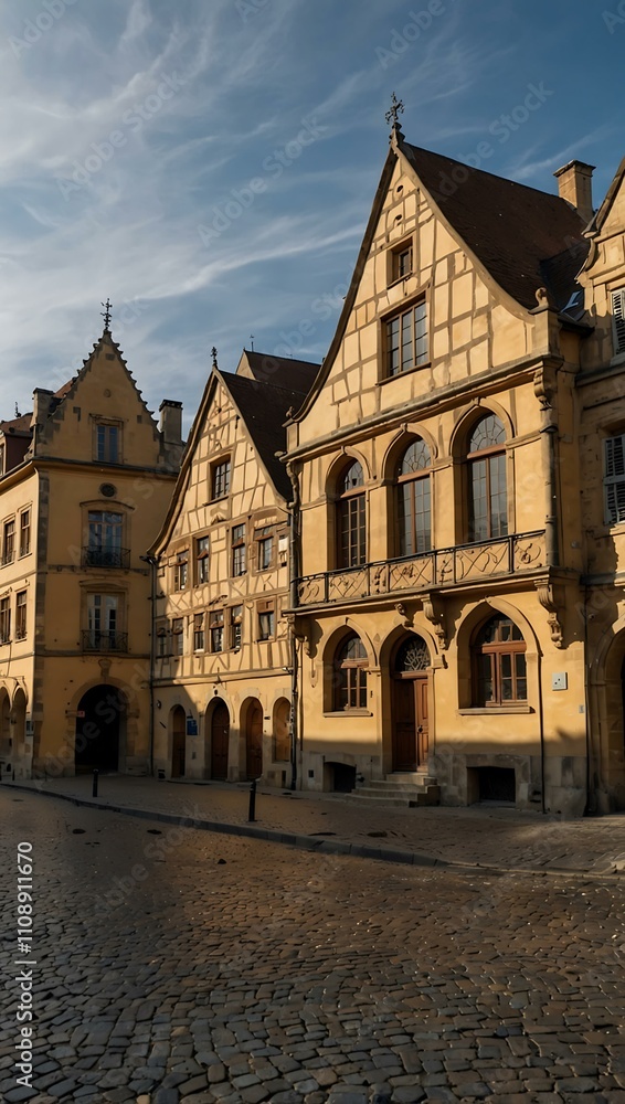 Fototapeta premium Street view in Metz, France, with classic French buildings.