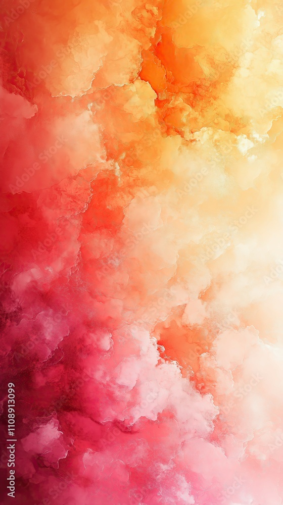 Obraz premium A vibrant watercolor background with fiery orange and red clouds, evoking a sense of heat and burning energy