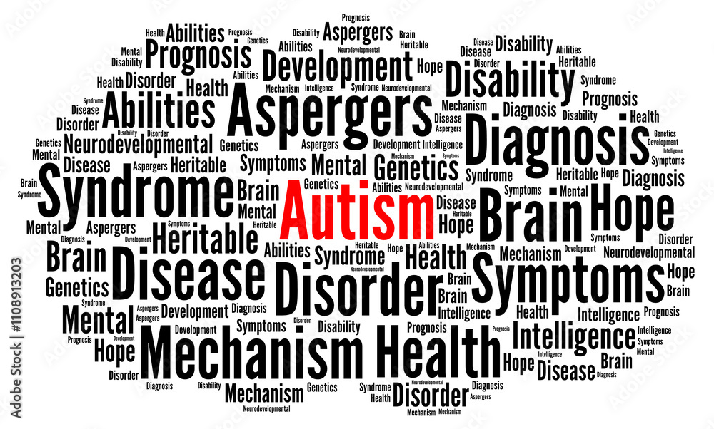 Obraz premium Autism word cloud concept illustration 