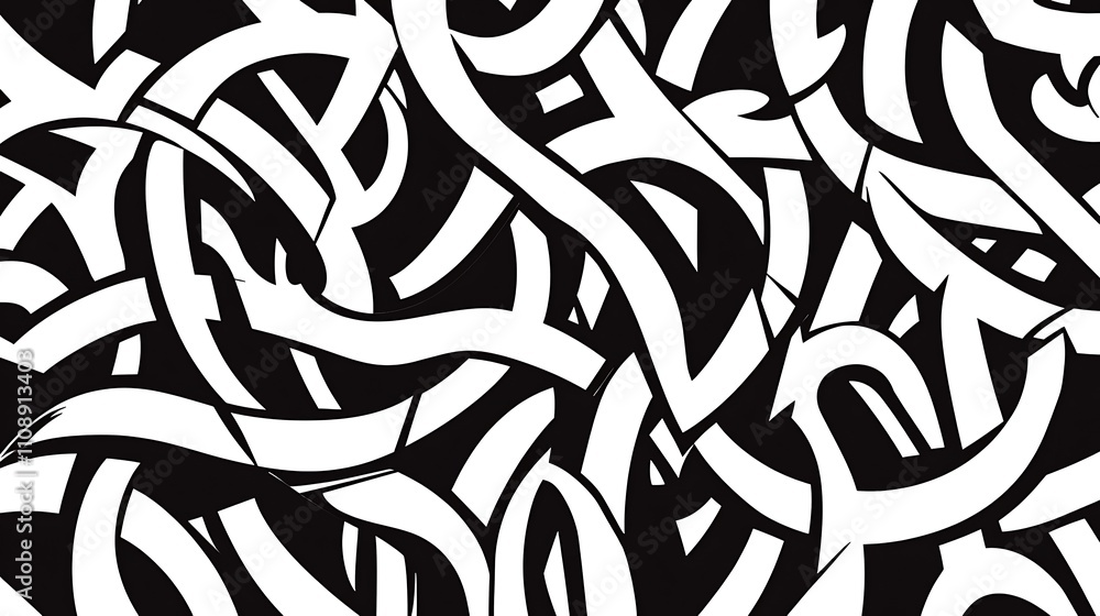 Fototapeta premium Abstract Black And White Graffiti Style Art