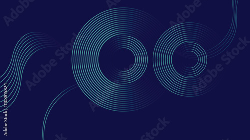 Wallpaper Mural Modern dark blue abstract horizontal banner background with glowing geometric lines. Shiny blue diagonal rounded lines pattern. Futuristic concept. Suit for cover, brochure, presentation, flyer, web Torontodigital.ca
