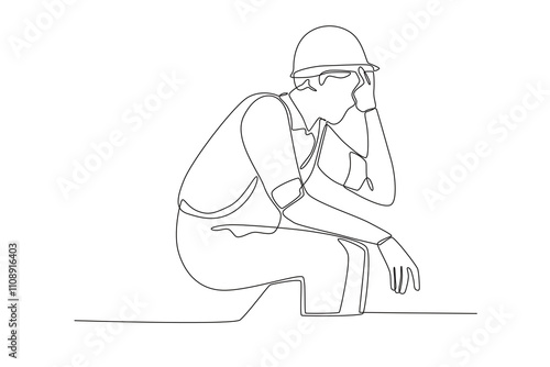 Single continuous line drawing of Project employees who are stressed at work. Dynamic single line draw design graphic vector illustration.
