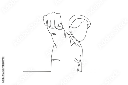 Single continuous line drawing of Stressed employee at work punches the glass. Dynamic single line draw design graphic vector illustration.
