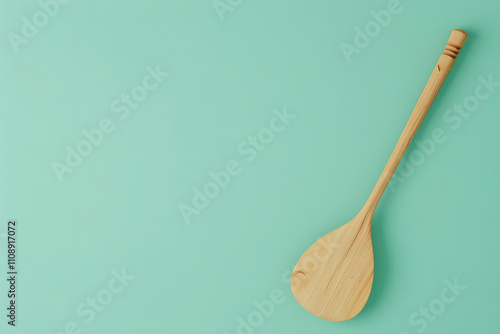 wooden paddle on a mint green background, pastel color scheme, representing adventure and nautical themes in a 3d render illustration. generative ai photo