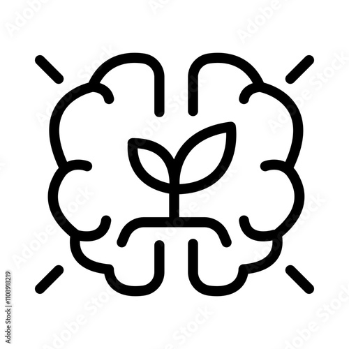 Mindset Icon – Brain with Plant Representing Growth, Positive Thinking, and Mental Clarity