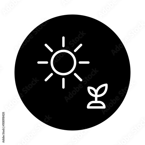 The Light Icon – Sun with Sprout Representing Hope, Growth, and Positive Energy