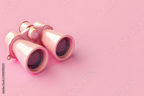 vintage pink binoculars on soft pastel background - isolated tool for visionary concepts. generative ai