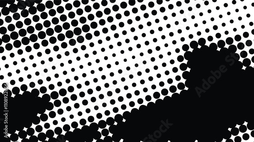 Halftone dot. Seamless border pattern. Fade gradient. Background dots. Point noise texture. Overlay effect. Gradation opacity transition. Half tone polka. Pop art polkadot design. Dotted poka. Vector