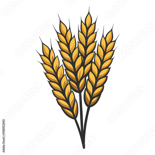 Four golden wheat stalks are bundled together, symbolizing the harvest and the essential ingredient for producing beer and other grain based products