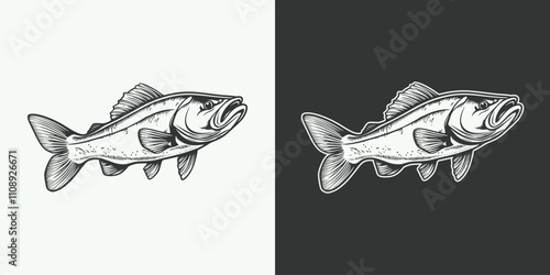 Vintage retro jand drawn engraving illustration of cod fish animal