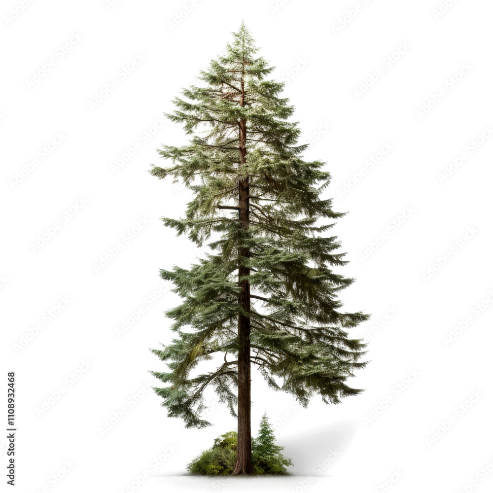 Fototapeta premium Tall evergreen tree isolated on white.