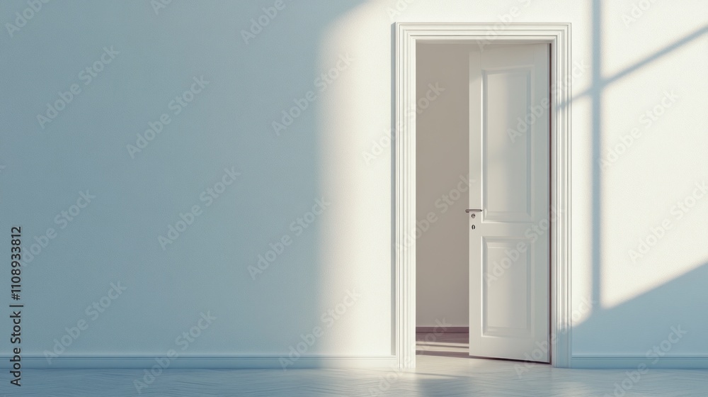 Open Door to New Beginnings: A Minimalist Interior Scene Open Door to New Beginnings: A Minimalist Interior Scene