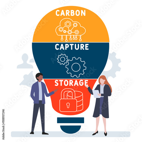 CCS - carbon capture storage acronym. business concept background. vector illustration concept with keywords and icons. lettering illustration with icons for web banner, flyer, landing pag