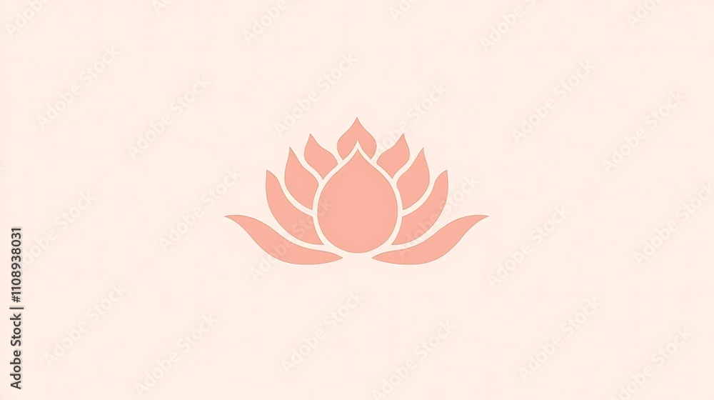 Fototapeta premium Stylized Pink Lotus Flower Simple Design