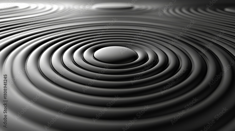 Fototapeta premium Abstract Black and White Ripple Effect Design Creating a Flow of Circular Patterns on a Smooth Surface for Artistic and Modern Visual Applications