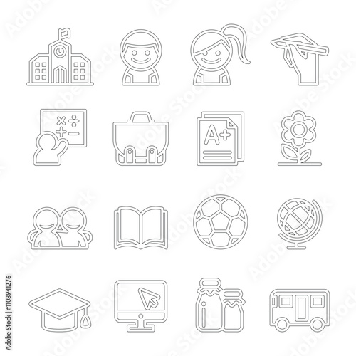 School icon set , thin line icon vector illustration