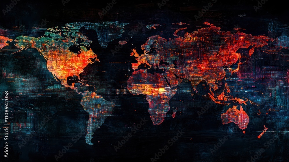 Fototapeta premium Global Network: A Digital World Map