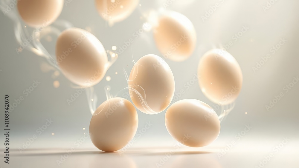 Stunning long-exposure shot of eggs descending, ethereal. Stunning long-exposure shot of eggs descending, ethereal.