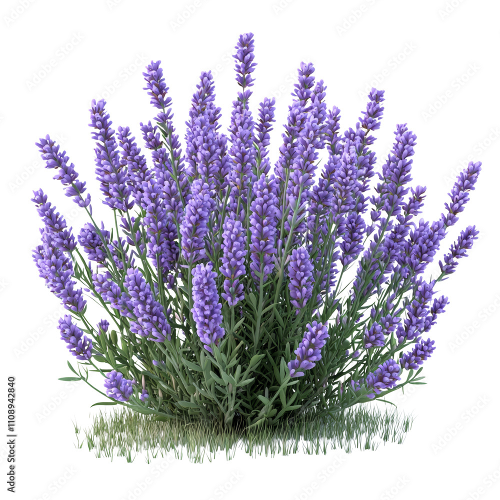Obraz premium Vibrant Lavender Flowering Plant in Bloom Isolated on transparent background
