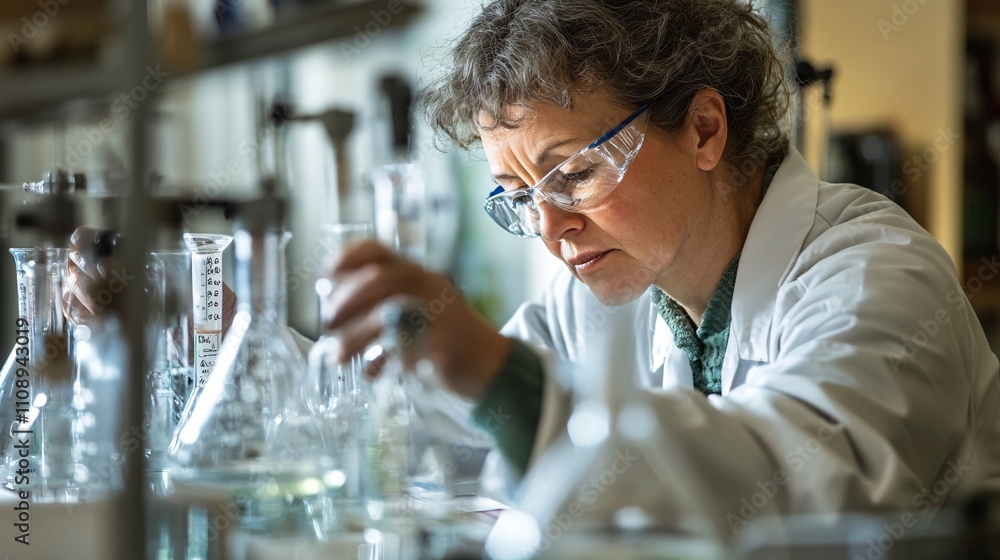 Scientist Analyzing Water Samples in Laboratory Setting Scientist Analyzing Water Samples in Laboratory Setting