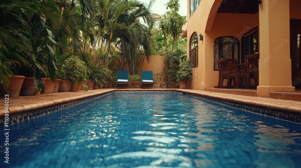 custom made wallpaper toronto digitalTropical Resort Poolside Relaxation Scene