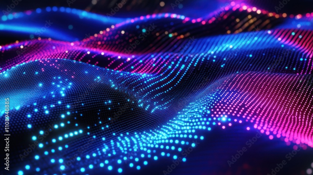 Fototapeta premium Abstract Digital Waveform: Neon Lightscape