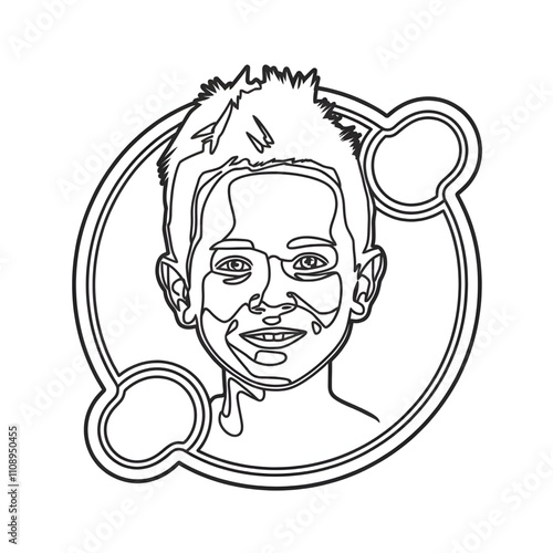  a boy face line art coloring page 