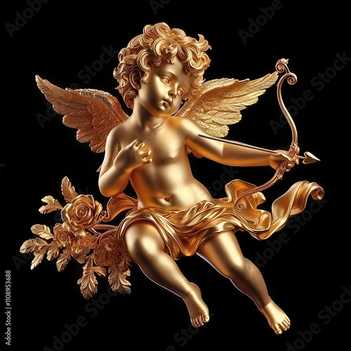Gold metal decorative cupid...