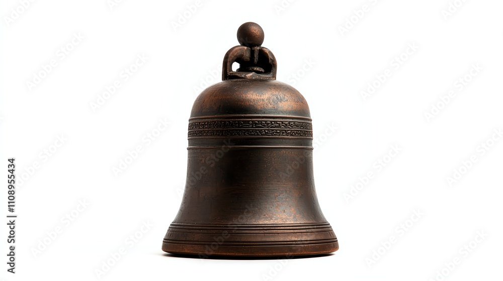 Antique bronze bell on a white isolated background. Antique bronze bell on a white isolated background.