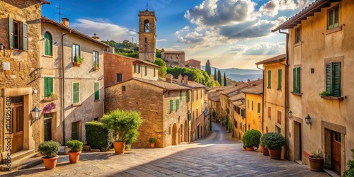 Chianciano Terme Panoramic Street View: Tuscany, Italy Minimalist Photography photo