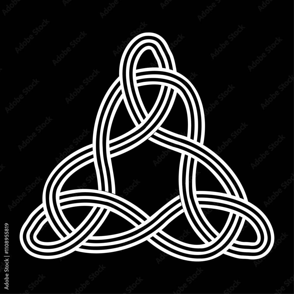 celtic trinity triquetra knot endless for tattoo icon logo on black background. vector illustration. celtic trinity triquetra knot endless for tattoo icon logo on black background. vector illustration.