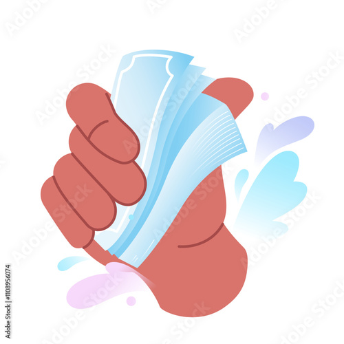 Hand holding a bundle of banknotes