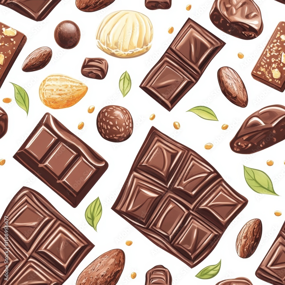 Chocolate and Nuts Seamless Pattern Chocolate and Nuts Seamless Pattern