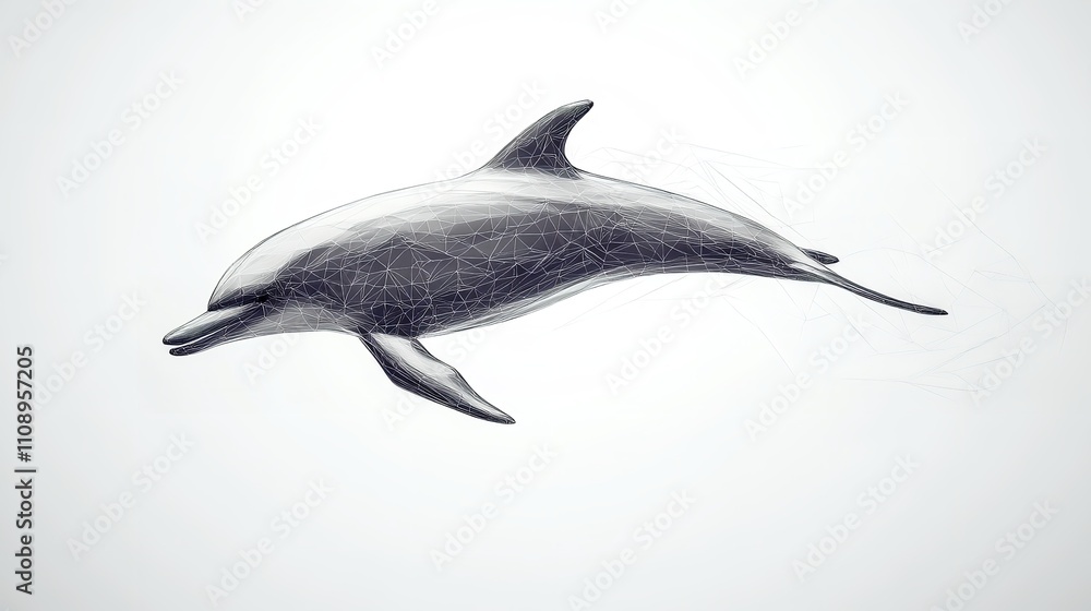 Fototapeta premium Jumping Dolphin Isolated on White Background: Marine Life Concept