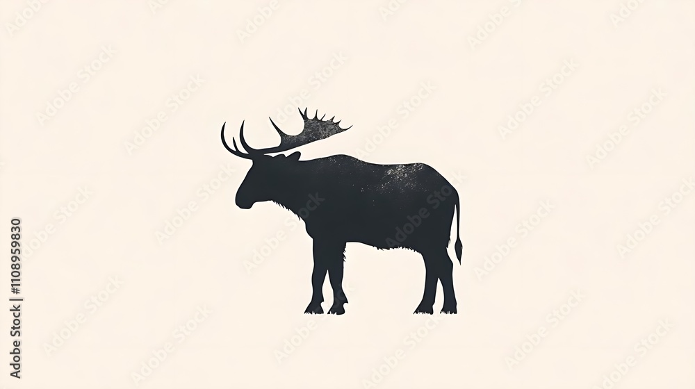 Obraz premium A majestic moose stands tall against a muted background, its silhouette capturing its imposing presence