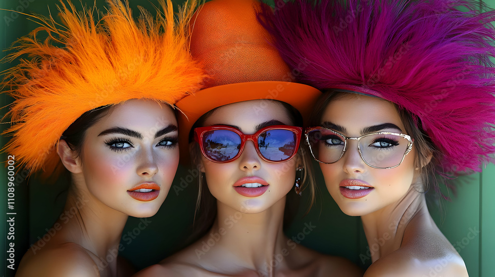 Women Model Feather Hats Sunglasses Fashion Women Model Feather Hats Sunglasses Fashion