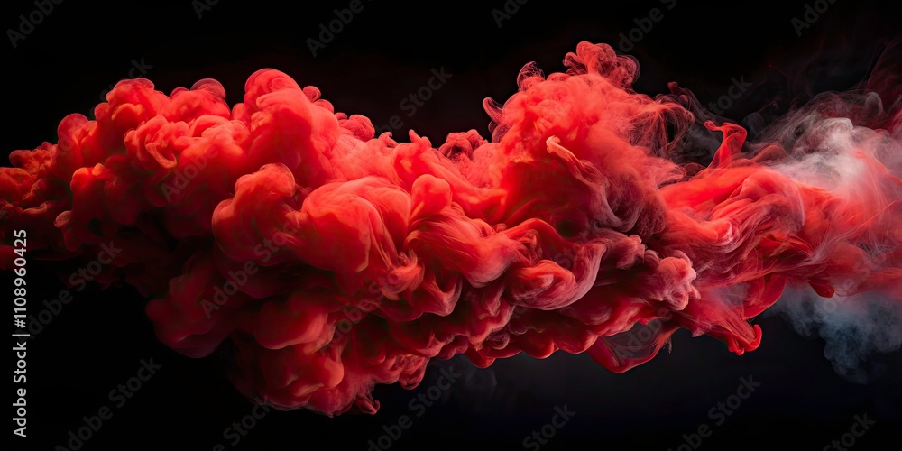 Obraz premium Dramatic Aerial Capture of Red Smoke Billowing Against a Dark Background for Abstract Art and Visual Effects