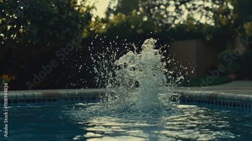 Wallpaper Mural Water Splashing from Circular Pool in Beautiful Backyard Setting Torontodigital.ca