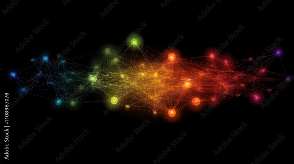 Obraz premium Abstract colorful network connection lines and nodes.