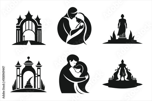 eternal lantern silhouette vector art illustration