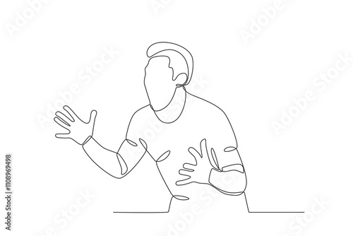 Single continuous line drawing of A man who is angry and wants to attack. Dynamic single line draw design graphic vector illustration.
