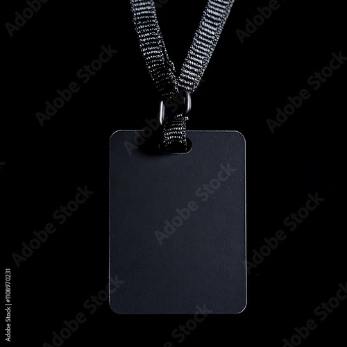 Blank Black Lanyard ID Card with Metal Ring photo